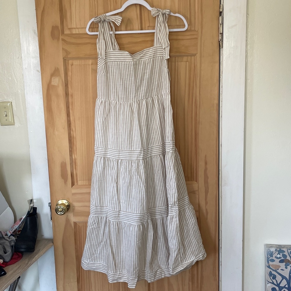 NWT Striped Tiered Maxi Dress w/ Tie Shoulders from By the River - Sz M